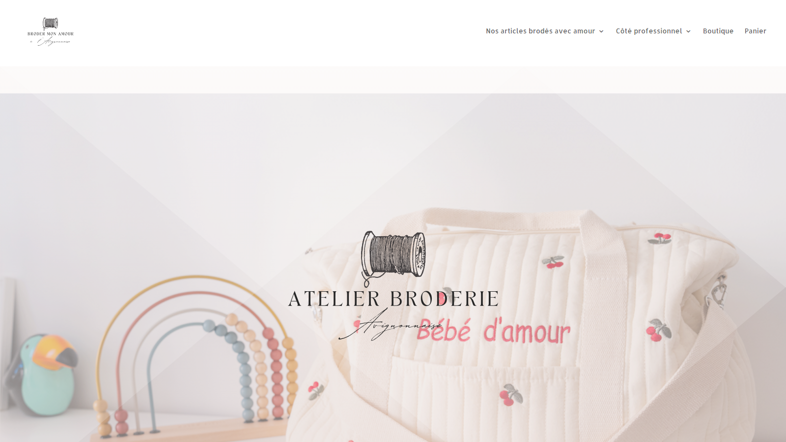 Page d’accueil du site Broder Mon Amour, mise à jour web par KLD Communication et Quentin Larmande.