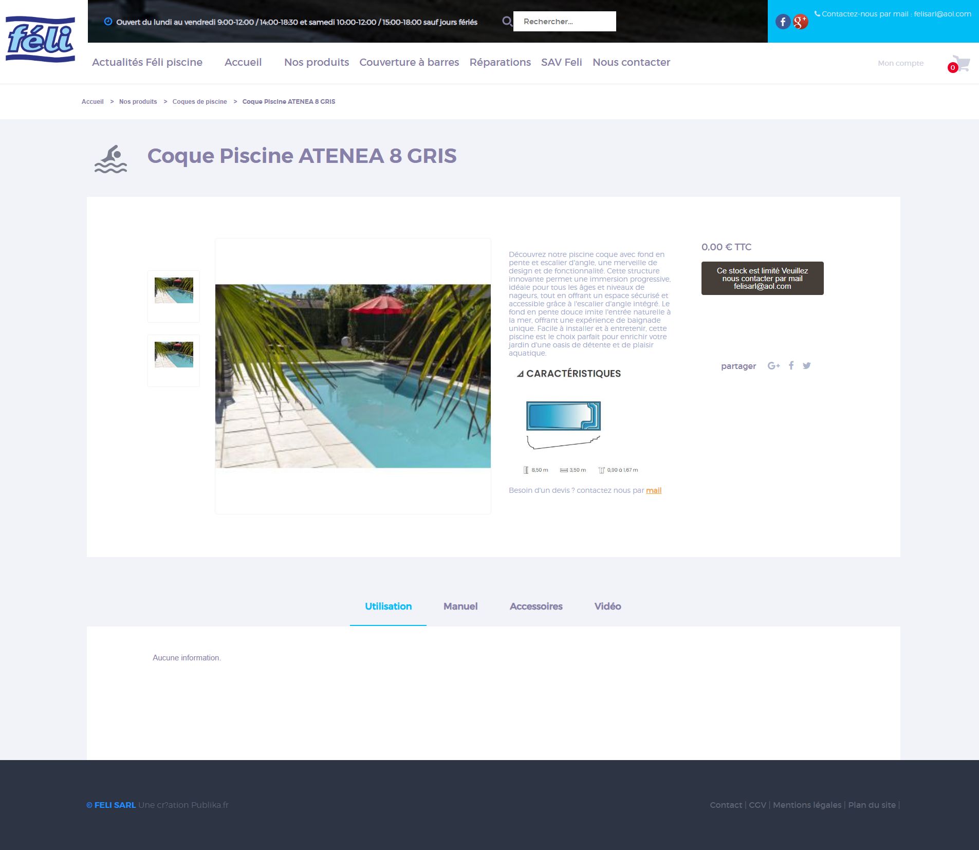 Réalisation de KLD Communication par Quentin Larmande : Féli Piscine — SEO et fiches produits