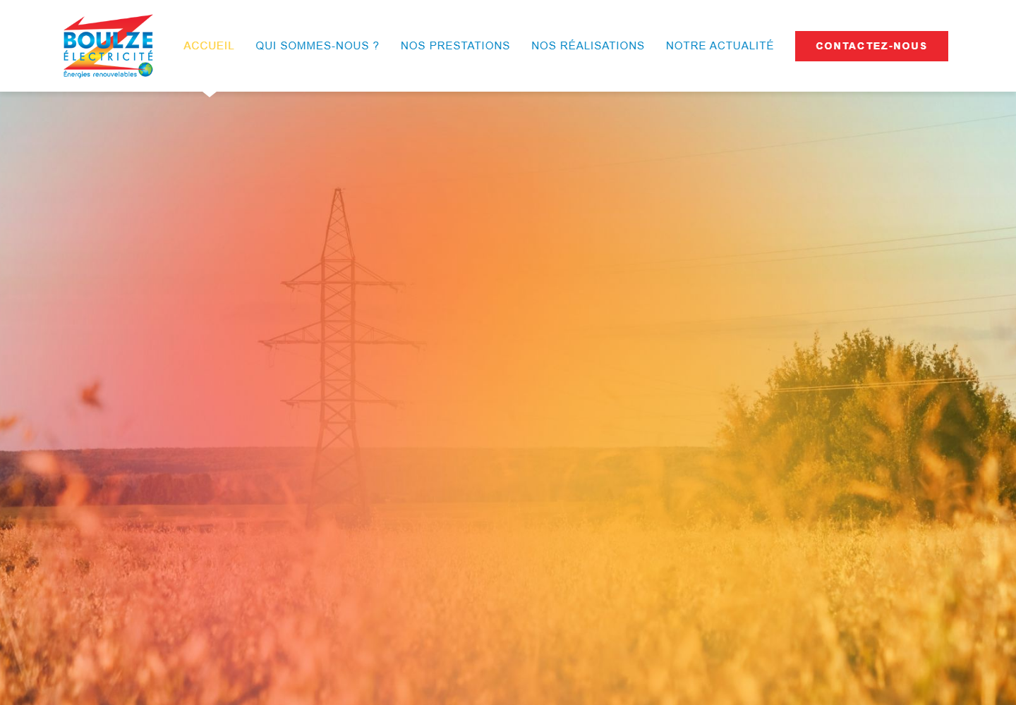 Capture de la page d’accueil du site Boulze Électricité amélioré par KLD Communication et Quentin Larmande.